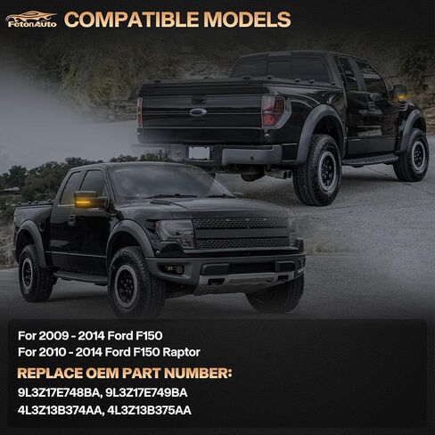 4 قطعة مرآة جانبية LED متتابعة مجموعة ضوء إشارة الانعطاف متوافقة مع 2009-2014 Ford F150 2010-2014 Raptor، عدسة مدخنة ملحقات مؤشر الوامض الكهرماني الديناميكي in Saudi Arabia