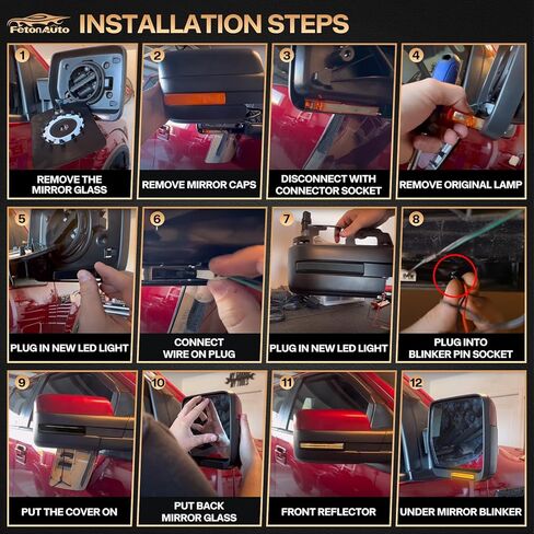 4 قطعة مرآة جانبية LED متتابعة مجموعة ضوء إشارة الانعطاف متوافقة مع 2009-2014 Ford F150 2010-2014 Raptor، عدسة مدخنة ملحقات مؤشر الوامض الكهرماني الديناميكي in Saudi Arabia