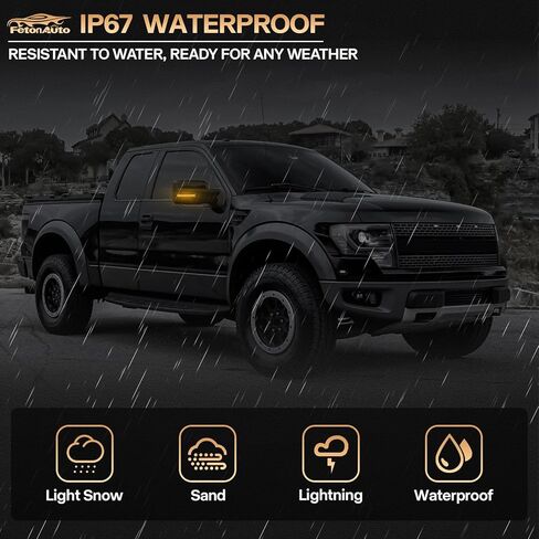 4 قطعة مرآة جانبية LED متتابعة مجموعة ضوء إشارة الانعطاف متوافقة مع 2009-2014 Ford F150 2010-2014 Raptor، عدسة مدخنة ملحقات مؤشر الوامض الكهرماني الديناميكي in Saudi Arabia