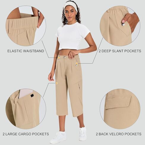 Women's Cargo Capris Lightweight Quick Dry Hiking Pants Water Resistant Summer Travel Pants with 6 Pockets 2026 in Saudi Arabia