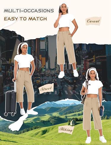 Women's Cargo Capris Lightweight Quick Dry Hiking Pants Water Resistant Summer Travel Pants with 6 Pockets 2026 in Saudi Arabia
