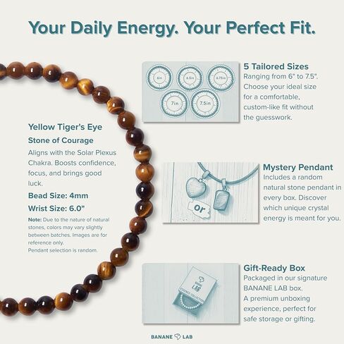 4mm Dainty Real Natural Crystal Beaded Bracelet with Mystery Crystal Pendant (Multiple Wrist Sizes) | Small Gemstone Handmade Stretchy Healing Energy Protection Yoga Jewelry Gift for Women Men in Kuwait