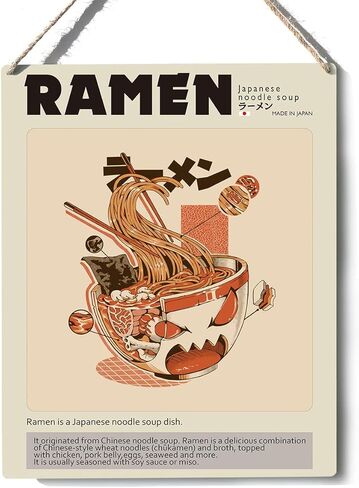 Funny Kitchen Sign Decor Ramen Wooden Sign Plaque Wall Hanging Japanese Food Print Artwork 8"X10" Modern Home Kitchen Decoration in Kuwait