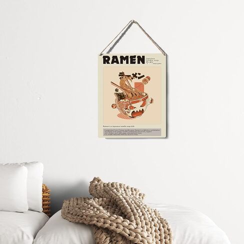 Funny Kitchen Sign Decor Ramen Wooden Sign Plaque Wall Hanging Japanese Food Print Artwork 8"X10" Modern Home Kitchen Decoration in Kuwait