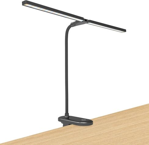 deaunbr LED Reading Light with Clip, Desk Lamp 48 LEDs 2600mAh Battery USB Rechargeable Book Lights Stepless Adjustable Brightness Eye Protection Table Lamps for Bed Headboard, Home, Office - Black in Kuwait