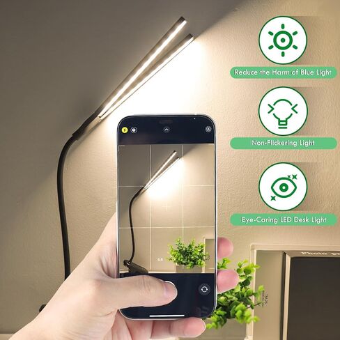 deaunbr LED ضوء القراءة مع مقطع، مصباح مكتب 48 LEDs 2600 مللي أمبير بطارية USB قابلة للشحن أضواء الكتاب ستبليس قابل للتعديل سطوع قابل للتعديل مصابيح طاولة حماية العين للسرير الأمامي، المنزل، المكتب - أسود in Saudi Arabia