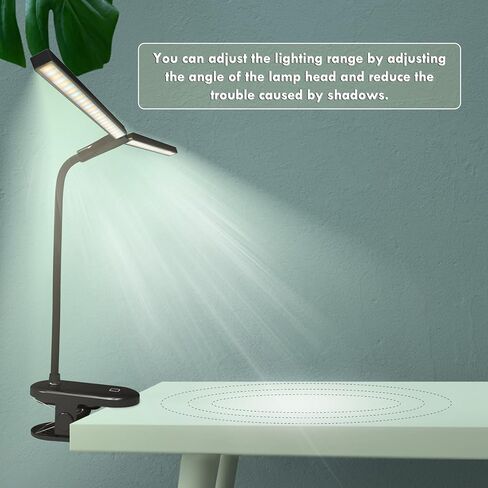 deaunbr LED ضوء القراءة مع مقطع، مصباح مكتب 48 LEDs 2600 مللي أمبير بطارية USB قابلة للشحن أضواء الكتاب ستبليس قابل للتعديل سطوع قابل للتعديل مصابيح طاولة حماية العين للسرير الأمامي، المنزل، المكتب - أسود in Saudi Arabia