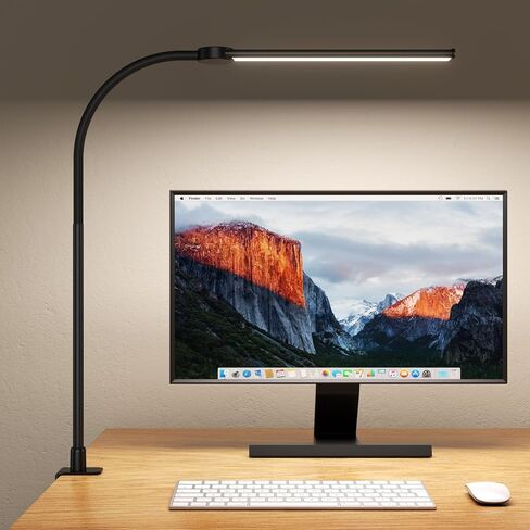 مصباح مكتب مع مشبك، مصباح مكتب LED للعناية بالعين للمكتب المنزلي مع رقبة معقوفة، مشبك على الضوء مع 3 أوضاع ألوان للعمل والقراءة والرسم in Kuwait