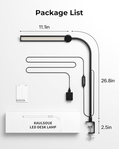 مصباح مكتب مع مشبك، مصباح مكتب LED للعناية بالعين للمكتب المنزلي مع رقبة معقوفة، مشبك على الضوء مع 3 أوضاع ألوان للعمل والقراءة والرسم in Kuwait
