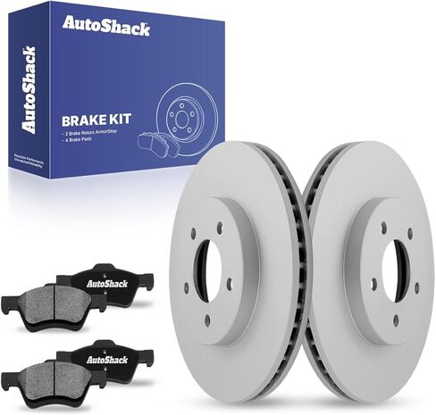 AutoShack Front Vented Coated Brake Rotors + Ceramic Pads 6-PC Brake Kit Replacement for 2005-2010 Ford Escape 2005-2010 Mercury Mariner 2008-2011 Mazda Tribute ArmorStop 11.92" (302.7 mm) in Saudi Arabia
