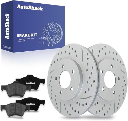 AutoShack Front Vented Coated Brake Rotors + Ceramic Pads 6-PC Brake Kit Replacement for 2005-2010 Ford Escape 2005-2010 Mercury Mariner 2008-2011 Mazda Tribute ArmorStop 11.92" (302.7 mm) in Saudi Arabia