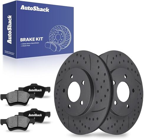 AutoShack Front Vented Coated Brake Rotors + Ceramic Pads 6-PC Brake Kit Replacement for 2005-2010 Ford Escape 2005-2010 Mercury Mariner 2008-2011 Mazda Tribute ArmorStop 11.92" (302.7 mm) in Saudi Arabia