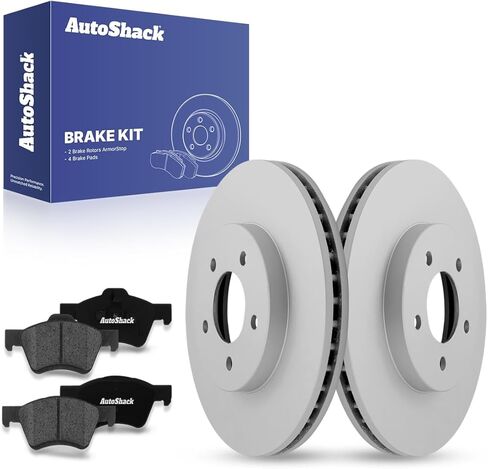 AutoShack Front Vented Coated Brake Rotors + Ceramic Pads 6-PC Brake Kit Replacement for 2005-2010 Ford Escape 2005-2010 Mercury Mariner 2008-2011 Mazda Tribute ArmorStop 11.92" (302.7 mm) in Saudi Arabia