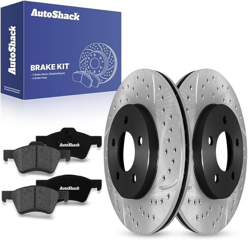 AutoShack Front Vented Coated Brake Rotors + Ceramic Pads 6-PC Brake Kit Replacement for 2005-2010 Ford Escape 2005-2010 Mercury Mariner 2008-2011 Mazda Tribute ArmorStop 11.92" (302.7 mm) in Saudi Arabia