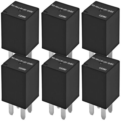 Relay 303-1AH-C-R1-U01 (Pack of 6) - SPNO 20A 12VDC Micro Automotive Relay for Polaris RZR Slingshot Cooling Fan in Saudi Arabia