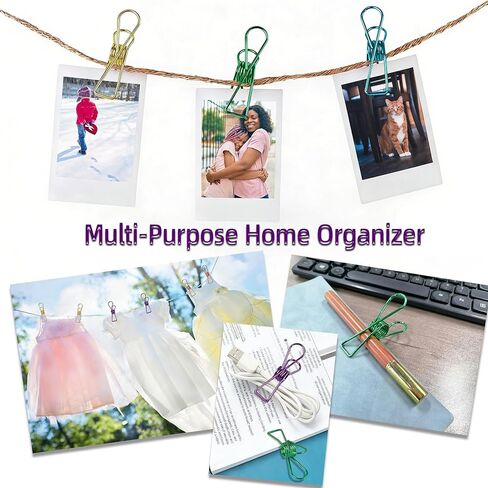 18 Pcs Metal Chip Clips, 2.8 Inch Large Bag Clips for Food, Clothespins & Paper Clip, Rustproof Chip Bag Clip with Strong Grip for Cereal, Snacks, Clothes Organization (6 Colors) in Kuwait
