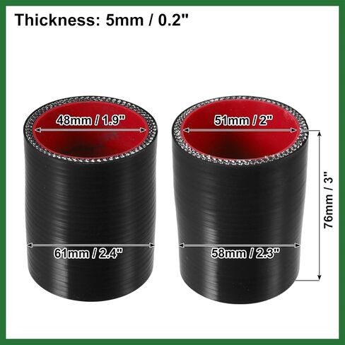 Motoforti 48-51mm 1.9"-2" ID Straight Silicone Reducer Hose Silicone Hose Coupler Intercooler Tube Black for Car Intercooler Intake Piping Long-lasting in Saudi Arabia