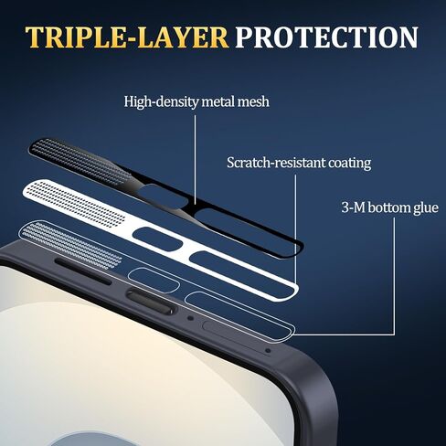 غطاء غبار مكبر الصوت لهاتف سامسونج جالاكسي S25 الترا، غطاء لاصق مقاوم للغبار وسدادات مكبر الصوت - 4 قطع (أسود) in Kuwait