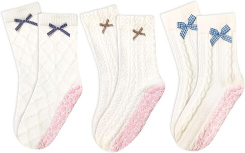 3 أزواج من الجوارب البيلاتيس اللطيفة للنساء ذات القوس المكشكش غير القابلة للانزلاق لليوجا، وباري، حافي القدمين in Kuwait