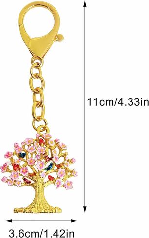 2026 Feng Shui Lap Chun Wealth Tree Keychain Wealth Tree Keychain with Cherry Blossom & 9 Birds w5759 in Saudi Arabia