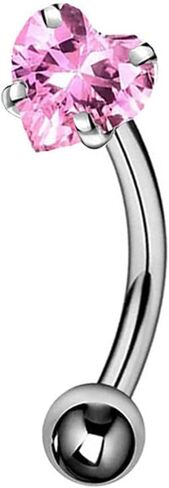 G23 Titanium Heart Eyebrow Ring for Women CZ Crystal Hearts 20G Eyebrow Curved Barbell Rings Cartilage Tragus Helix Body Piercing Jewelry in Saudi Arabia