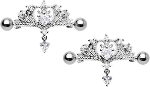 Pierced Owl 14GA Stainless Steel Crystal Tiara Nipple Shields, Sold as a Pair in Saudi Arabia