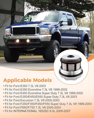 FD-4596 Fuel Filter Element and F81Z9G270BA Fuel Filter Cap Fit for Ford F250 F350 F450 F550 Super Duty and E350 E450 E550 Econoline 7.3L V8 Power Stroke in Saudi Arabia