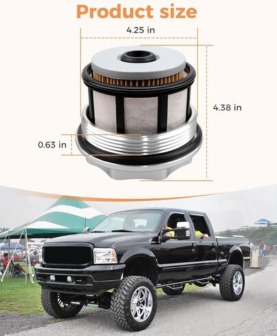 FD-4596 Fuel Filter Element and F81Z9G270BA Fuel Filter Cap Fit for Ford F250 F350 F450 F550 Super Duty and E350 E450 E550 Econoline 7.3L V8 Power Stroke in Saudi Arabia