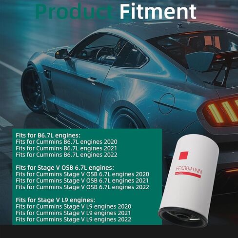 6 PCS FF63041NN Fuel Filter, Fits for Cummins B6.7L engines 2020-2022；For Cummins Stage V OSB 6.7L engines 2020-2022; Fits for cummins Stage V L9 20-22#FF63041-NN 5526400 in Saudi Arabia