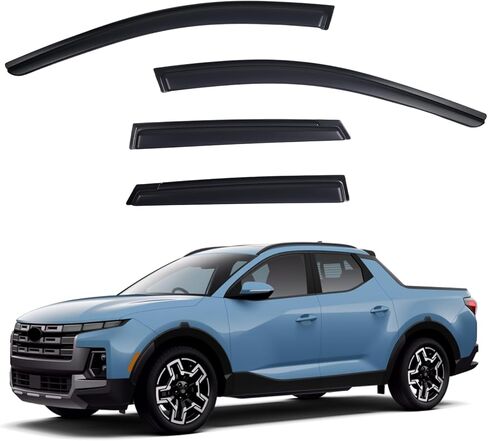 واقيات النوافذ الواقية من المطر متوافقة مع 2022-2026 Hyundai Santa Cruz، ملحقات ظلال الرياح للنافذة الجانبية خارج القناة، دخان داكن 4 قطع، 2023 2024 2025 in Saudi Arabia