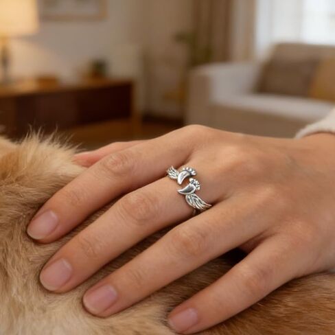 Miscarriage Gifts for Mothers Loss of Pregnancy Rings, Mommy of an Angel Wing Ring,Silver Mom Feather Rings Mother's Day Gifts in Saudi Arabia