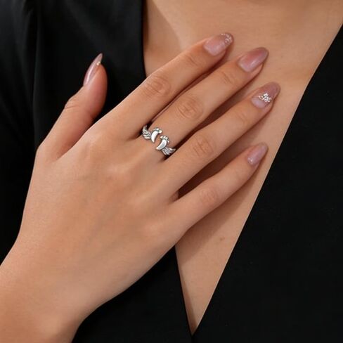 Miscarriage Gifts for Mothers Loss of Pregnancy Rings, Mommy of an Angel Wing Ring,Silver Mom Feather Rings Mother's Day Gifts in Saudi Arabia