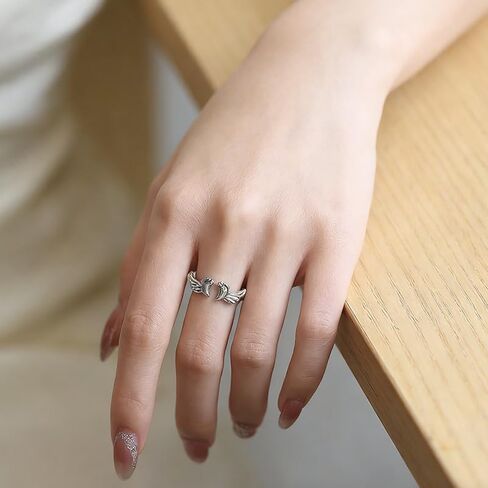 Miscarriage Gifts for Mothers Loss of Pregnancy Rings, Mommy of an Angel Wing Ring,Silver Mom Feather Rings Mother's Day Gifts in Saudi Arabia