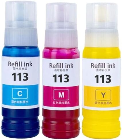 Color Compatible Water Based Bottle Refill Pigment Ink 113 C13T06B140 T06B 4 Pack Compatible with ET 5150 ET 5170 ET 5800 Printers Replacement for Part Number C13T06B140 T06B(CMY-3COLORS) in Saudi Arabia