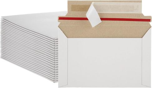 100 Pack 6.5x4.5 Inch Rigid Mailers, Self Seal Photo Document Mailer Cardboard Mailing Envelopes Stay Flat Mailers for CD, Photos, Document, Pictures, Papers, Files, White in Saudi Arabia