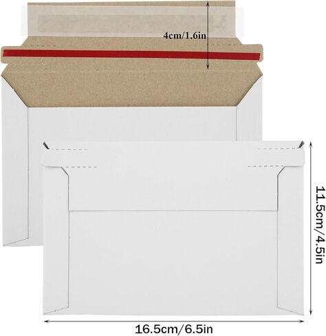 100 Pack 6.5x4.5 Inch Rigid Mailers, Self Seal Photo Document Mailer Cardboard Mailing Envelopes Stay Flat Mailers for CD, Photos, Document, Pictures, Papers, Files, White in Saudi Arabia