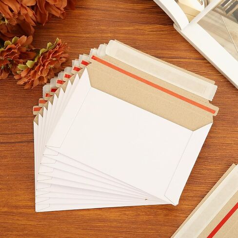 100 Pack 6.5x4.5 Inch Rigid Mailers, Self Seal Photo Document Mailer Cardboard Mailing Envelopes Stay Flat Mailers for CD, Photos, Document, Pictures, Papers, Files, White in Saudi Arabia