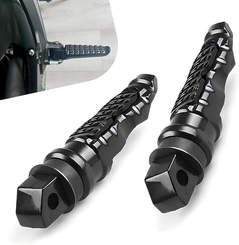2 PCS Motorcycle Footpegs, Anti-slip Aluminum Alloy Motorcycle Rear Footrest, Universal 8mm Screw Hole Foot Pegs Modified Accessories, for Most Motorcycles (Black) in Saudi Arabia