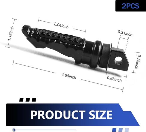 2 PCS Motorcycle Footpegs, Anti-slip Aluminum Alloy Motorcycle Rear Footrest, Universal 8mm Screw Hole Foot Pegs Modified Accessories, for Most Motorcycles (Black) in Saudi Arabia