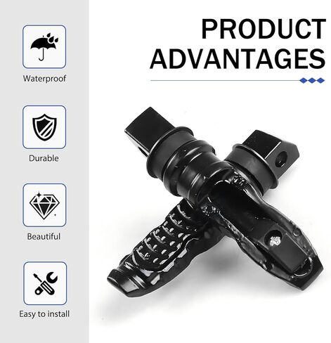 2 PCS Motorcycle Footpegs, Anti-slip Aluminum Alloy Motorcycle Rear Footrest, Universal 8mm Screw Hole Foot Pegs Modified Accessories, for Most Motorcycles (Black) in Saudi Arabia