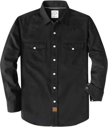 Dubinik® Long Sleeve Pearl Snap Shirts for Men Western Cowboy Shirt Casual Work Button Down with Pockets Comfortable Fit in Kuwait