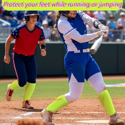 6 Pairs Softball Socks for Girls Youth Women Yellow Neon Knee High Athletic Socks for Girls Birthday Sport Gifts in Kuwait