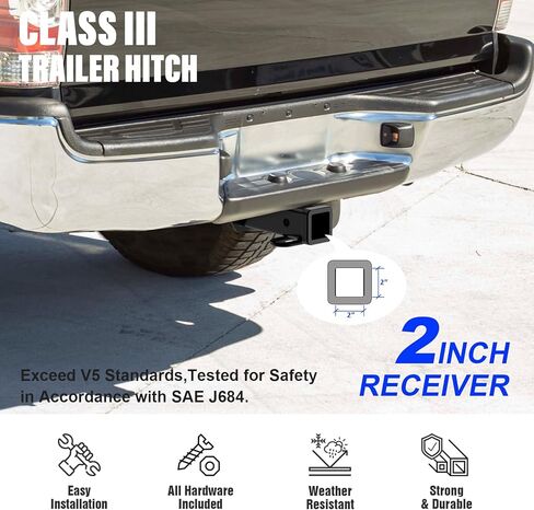 Trailer Hitch, 2 inch Towing Hitch Receiver with Class 3 Hitch Cover Compatible with Toyota Tacoma 2005-2015 in Saudi Arabia