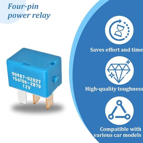 2PCS Car 4 Pin AC Relay Set, 4 Pin A/C Cooling Fan Relay Replaces 90987-02027 90080-87026, Automotive Electrical System Replacement Accessories, Compatible with RX450h ES350 SC430 in Saudi Arabia