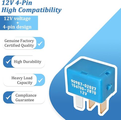 2PCS Car 4 Pin AC Relay Set, 4 Pin A/C Cooling Fan Relay Replaces 90987-02027 90080-87026, Automotive Electrical System Replacement Accessories, Compatible with RX450h ES350 SC430 in Saudi Arabia