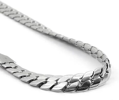 Titanium Steel Chain Necklace, Silver, 55cm, LA Collection for Men in Saudi Arabia