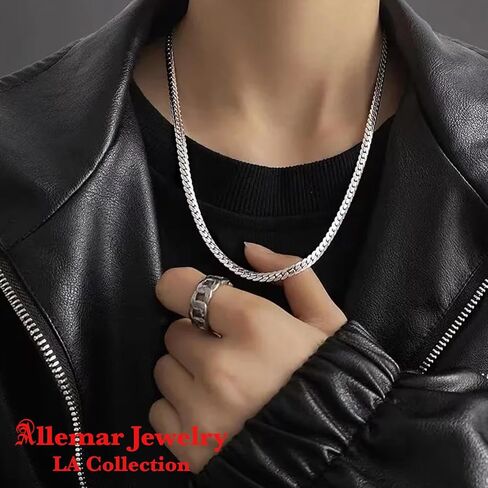 Titanium Steel Chain Necklace, Silver, 55cm, LA Collection for Men in Saudi Arabia