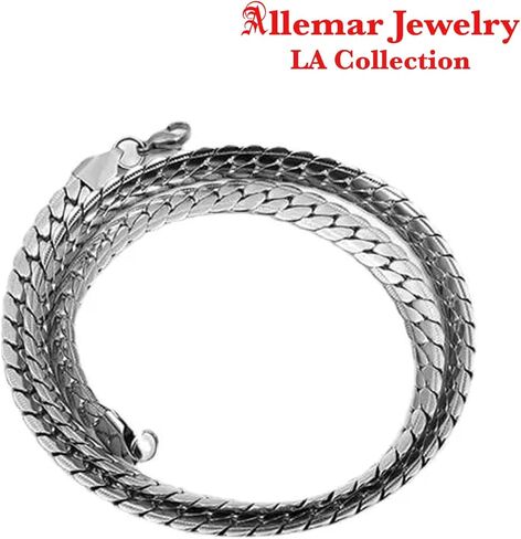 Titanium Steel Chain Necklace, Silver, 55cm, LA Collection for Men in Saudi Arabia