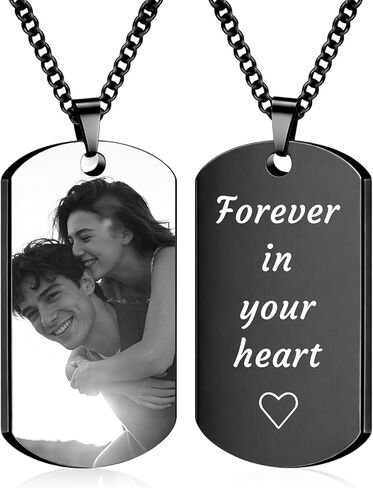 BEXOA صورة قلادة صورة شخصية للرجال - قلادة نصية محفورة مخصصة هدايا تذكارية لصديقها الزوج أبي in Kuwait