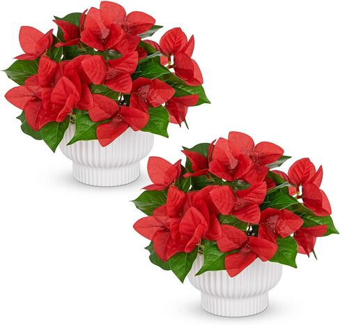2 Pack Artificial Bougainvillea Plant with Pot, Fake Bougainvillea Flower Potted Plant for Indoor Home Living Room Office Wedding Party Tabletop Decoration, White in Saudi Arabia